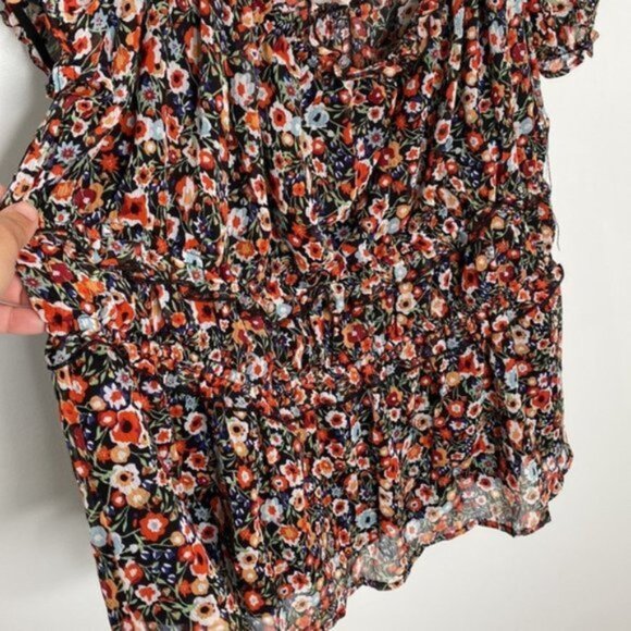 Mi Ami Women Tyler Floral Sheer Smocked Blouse Pluz Size 2X - Picture 8 of 14